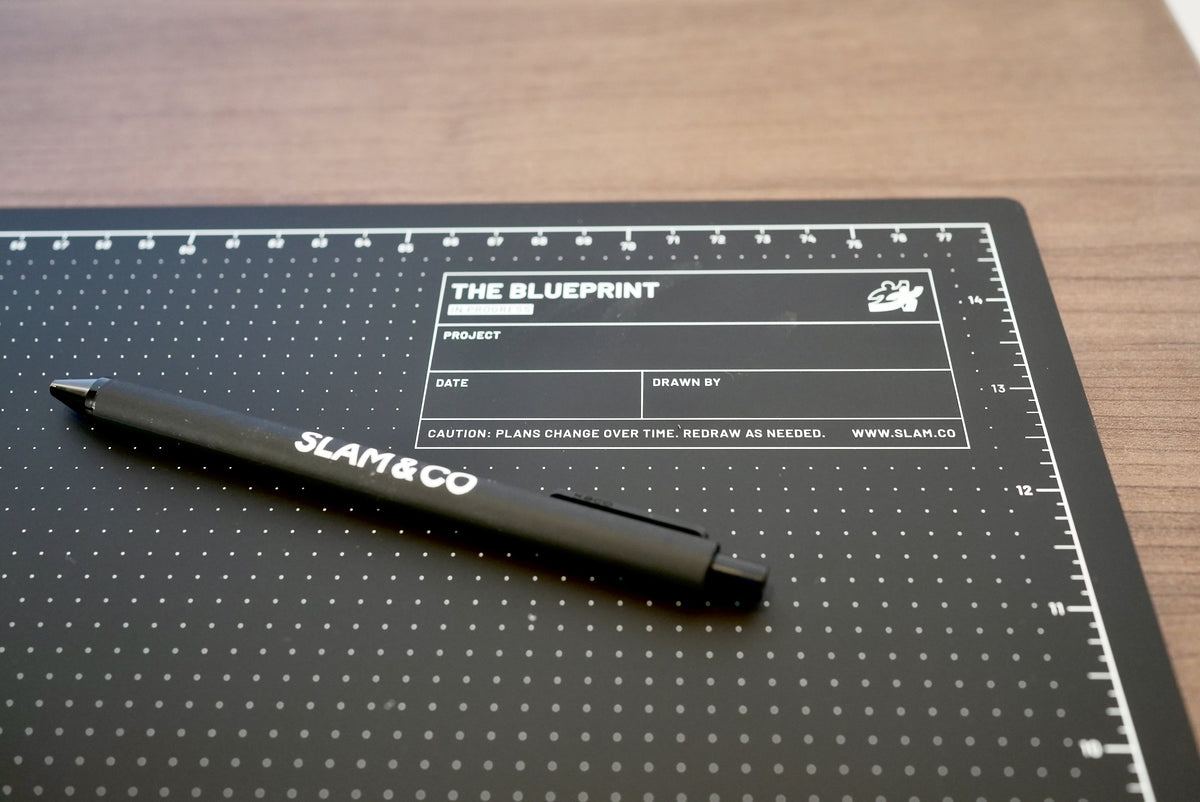 Close-up of the black side with a pen