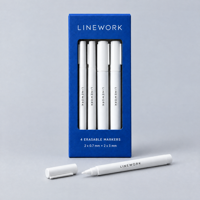 Linework Pen Pack: four erasable markers, two 0.7 mm and two 3 mm